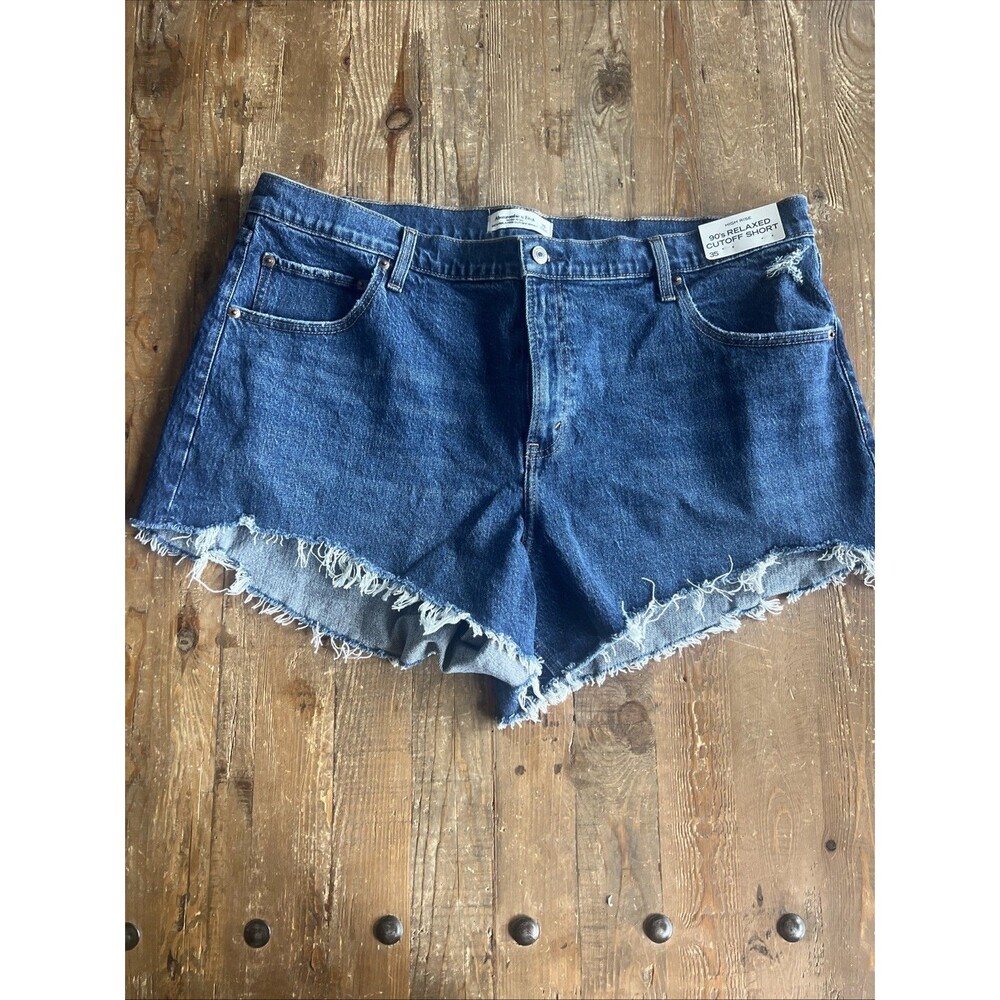 ABERCROMBIE & FITCH 90s Relaxed Cutoff Jean Shorts High Rise Sz 35 (20) New